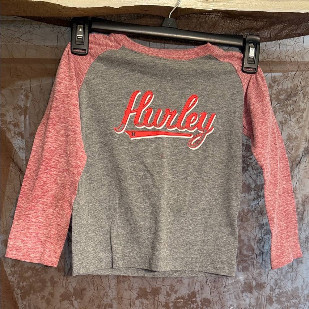 Hurley Kids Gray and Red Long Sleeve Tee
